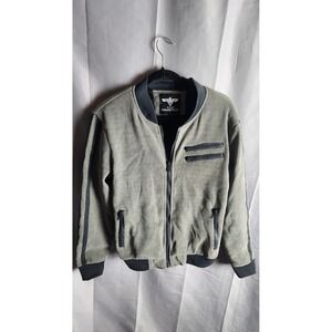 VIP Collection Mens Corduroy Bomber Jacket Sage Green Striped Sleeve Small